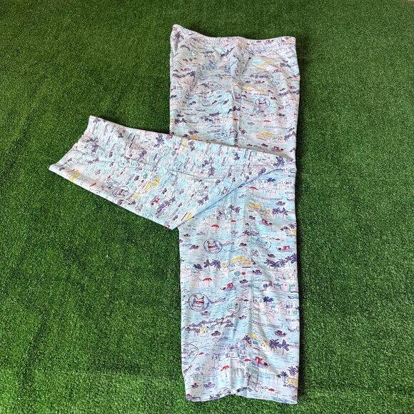 Talbots Flat Front The Weekend Chino Santorini Print Blue Casual Pants Size 12 - Picture 1 of 14